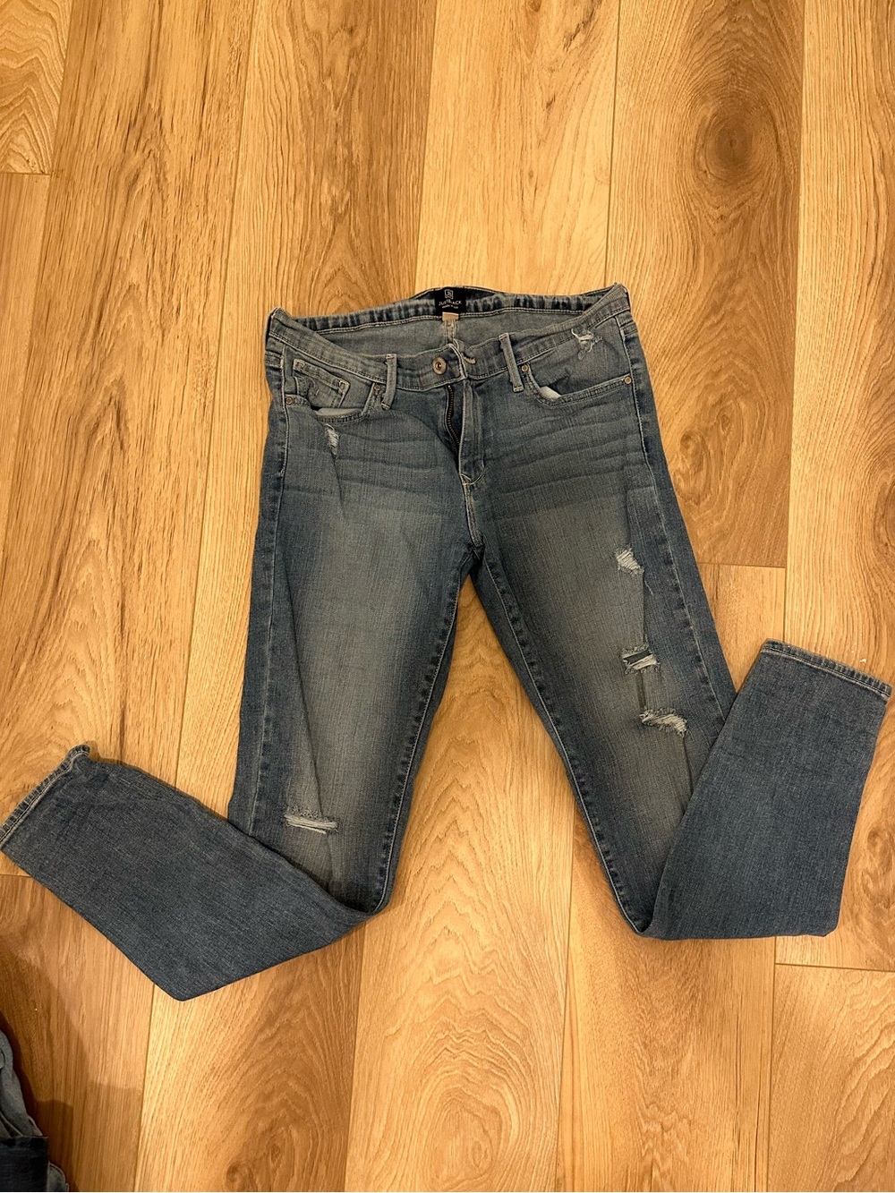 Just Black Women's Skinny Distressed Mid Blue Jeans